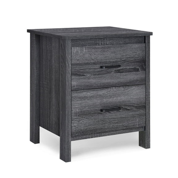 Nightstand Dresser, 2 Storage Drawers, 23 Inch, Modern Dark Gray