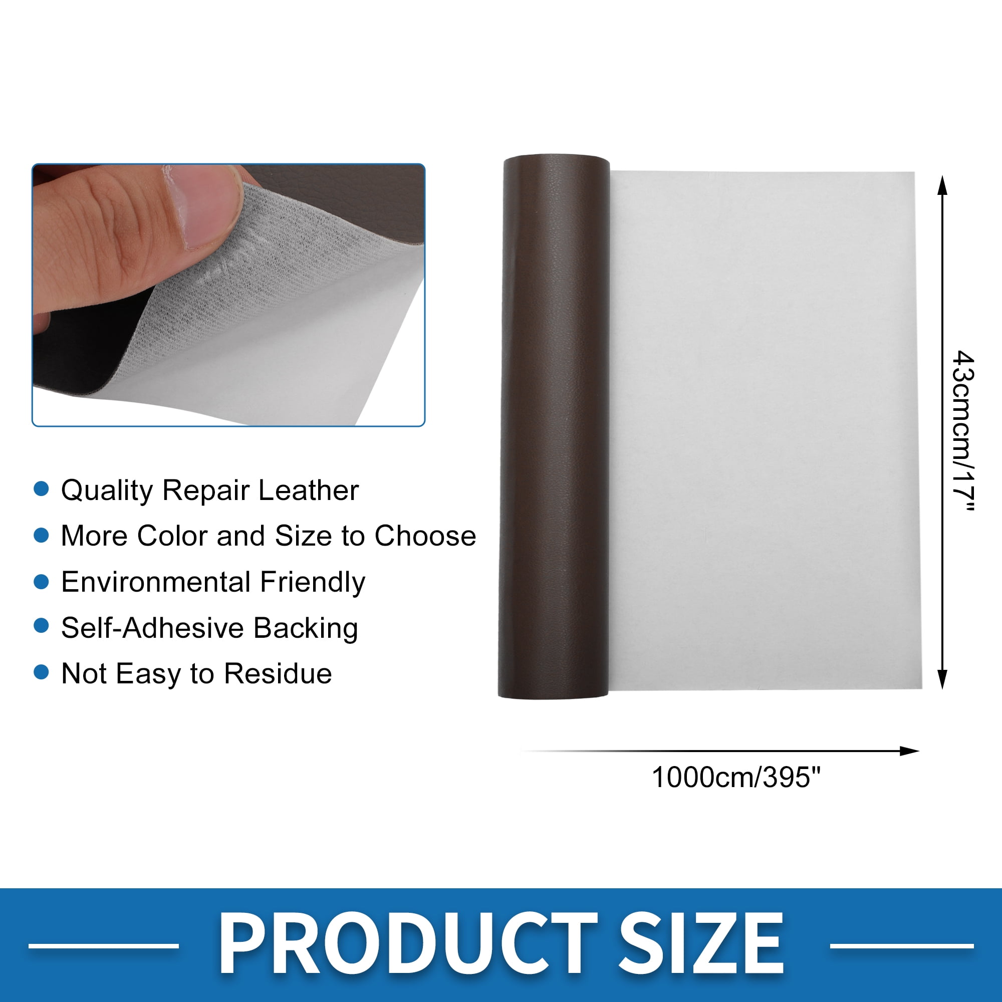 Unique Bargains Self Adhesive Leather Repair Patch Strong Stickiness Leather Repair Tape Leather 1 Pcs Coffee 17" x 395"