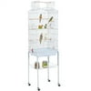 Easyfashion 64" H Rolling Metal Birdcage with Slide-Out Tray Open Top, White