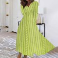 thumbnail image 2 of miqiqism Women's 2024 Fall Dresses Comfy Long Sleeves Casual Dresses V-Neck Semi Formal Party Dress with Pockets Juniors Boho Striped,Green,X-Large, 2 of 5