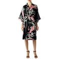 thumbnail image 3 of iB-iP Women's Peacock And Plum Blossom Fashion Japanese Kimono Style Midi Robe, 3 of 6