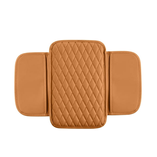 Yellow Car Armrest Box Cushion Multifunctional Storage Bag Leather Center Console Pad With Non Slip Base And Extra Height For Vehicle Comfort 0.44 Lb