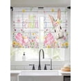 thumbnail image 2 of Happy Easter Sheer Curtains 54 Inch Length 2 Panels for Living Room, Spring Easter Bunny Eggs Floral Gray Wooden Voile Kitchen Curtain Set, Luxury Privacy Drapes Window Treatment for Bedroom, 2 of 7