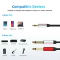 thumbnail image 4 of OLIVE- 3.5Mm 1/8" Trs To Double 6.35Mm 1/4" Ts Mono Stereo Y-Splitter Cable For Speaker, 4 of 6