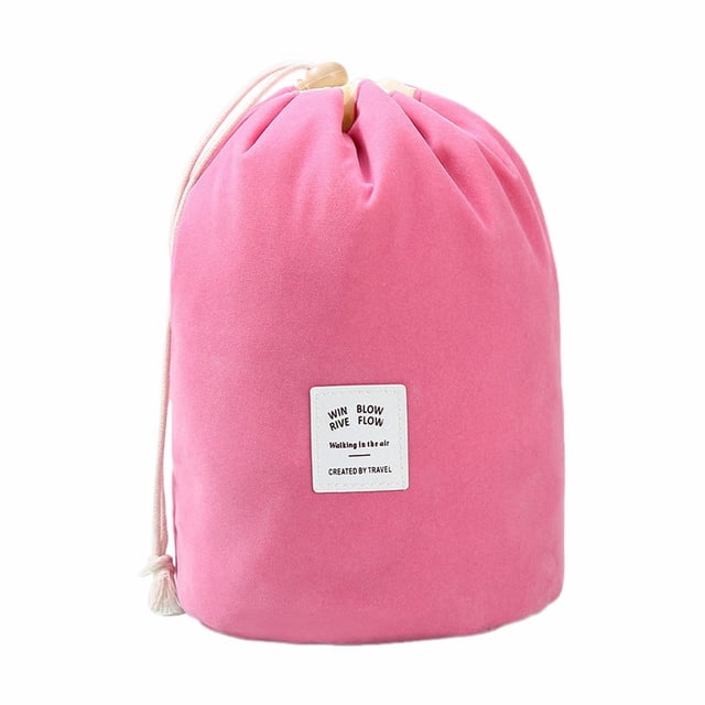 WIFKLSIIPG Flannelette Cylinder Drawstring Convenient Cosmetic Bag Travel Storage Bag Cosmetic Storage Bag