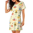 thumbnail image 2 of Fotbe Colorful Cartoon Snail Bata de Dormir para Mujer con Estampado, Camisón de Algodón de Manga Corta, Ropa de Dormir Casual, 2 of 6