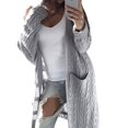 thumbnail image 1 of Sonducket Suéter de punto de manga larga para mujer, mezcla de algodón de invierno, cárdigan abierto frontal transpirable, abrigo para banquete, Abrigos y chamarras gris claro L Sonducket AP013007-17, 1 of 6