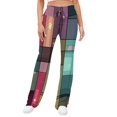 thumbnail image 2 of Colored Grid Geometry for Women Casual Lightweight Straight Leg Pants Comfy Women's Trousers, 2 of 8
