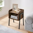 thumbnail image 6 of Danya B. Kazuyo Mid-Century Modern Black Metal Two-Tier End Side Table - Walnut, 6 of 11