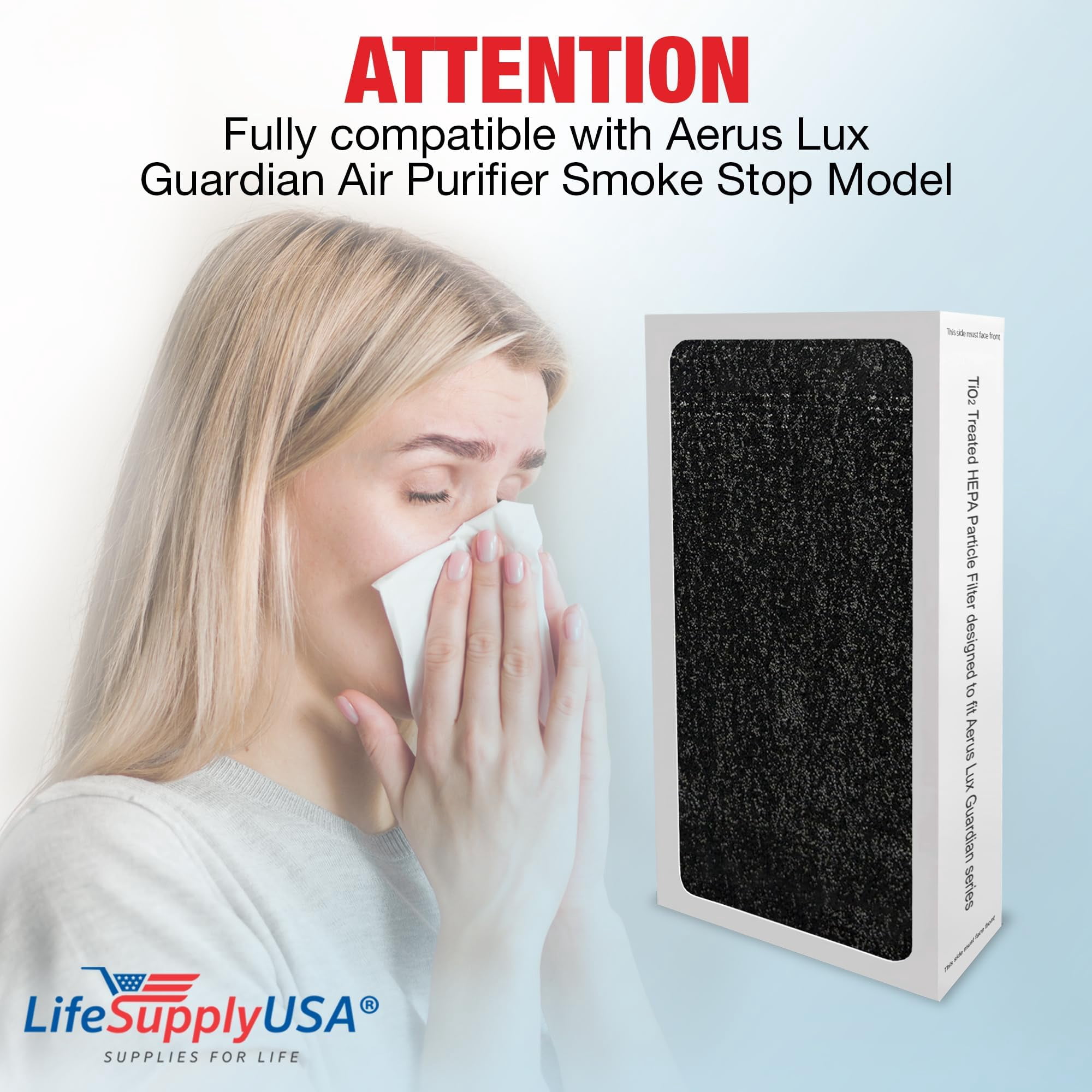LifeSupplyUSA True HEPA Filter Replacement Compatible with Aerus Lux Guardian Smoke Stop Air Purifier