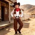 thumbnail image 2 of HAYIMI Kids Cowboy Set, Fringed Vest Pants with Hat Bandana Belt, Boys Western Themed Halloween Role-Play Dress-Up Outfit Clothes Sets, 2 of 8