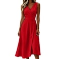 thumbnail image 2 of YuXingFu Cotton Dresses for Women Plus Size Maxi V-Neck Plus Size Womens Dress Sleeveless Flowy Long Casual Summer Red M, 2 of 7