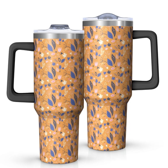 Modern 40oz Tumbler– Stainless Steel Insulated Tumbler with Handle and Straw, Large Capacity Travel Cup for Hot & Cold Drinks
