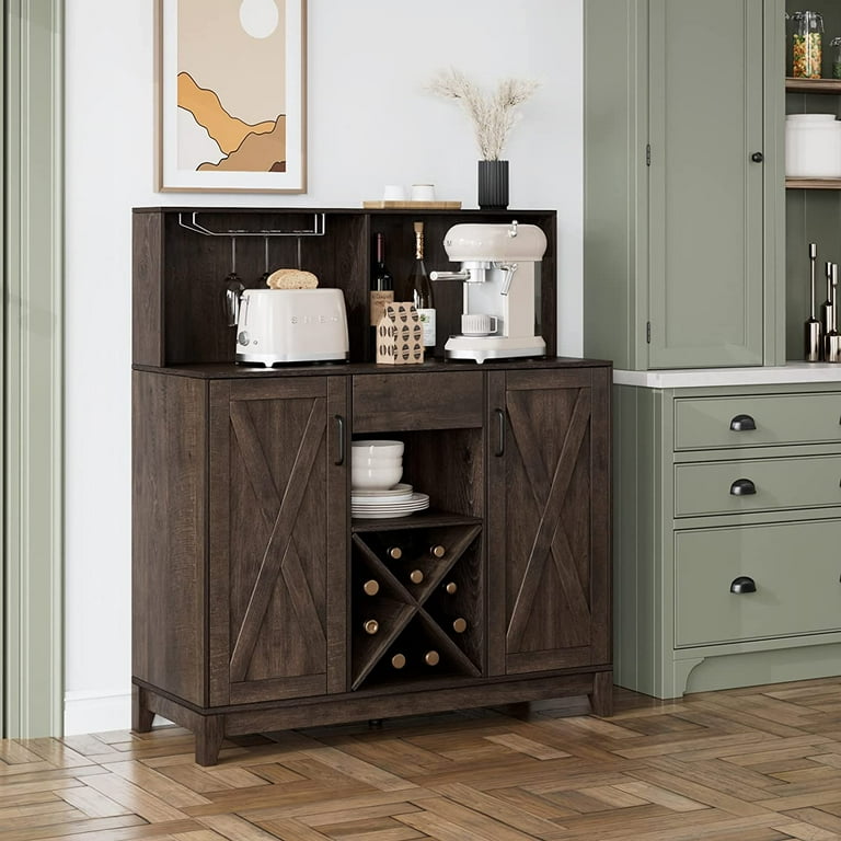 HOSTACK Farmhouse Coffee Bar Cabinet, 47 Kitchen Buffet Cabinet