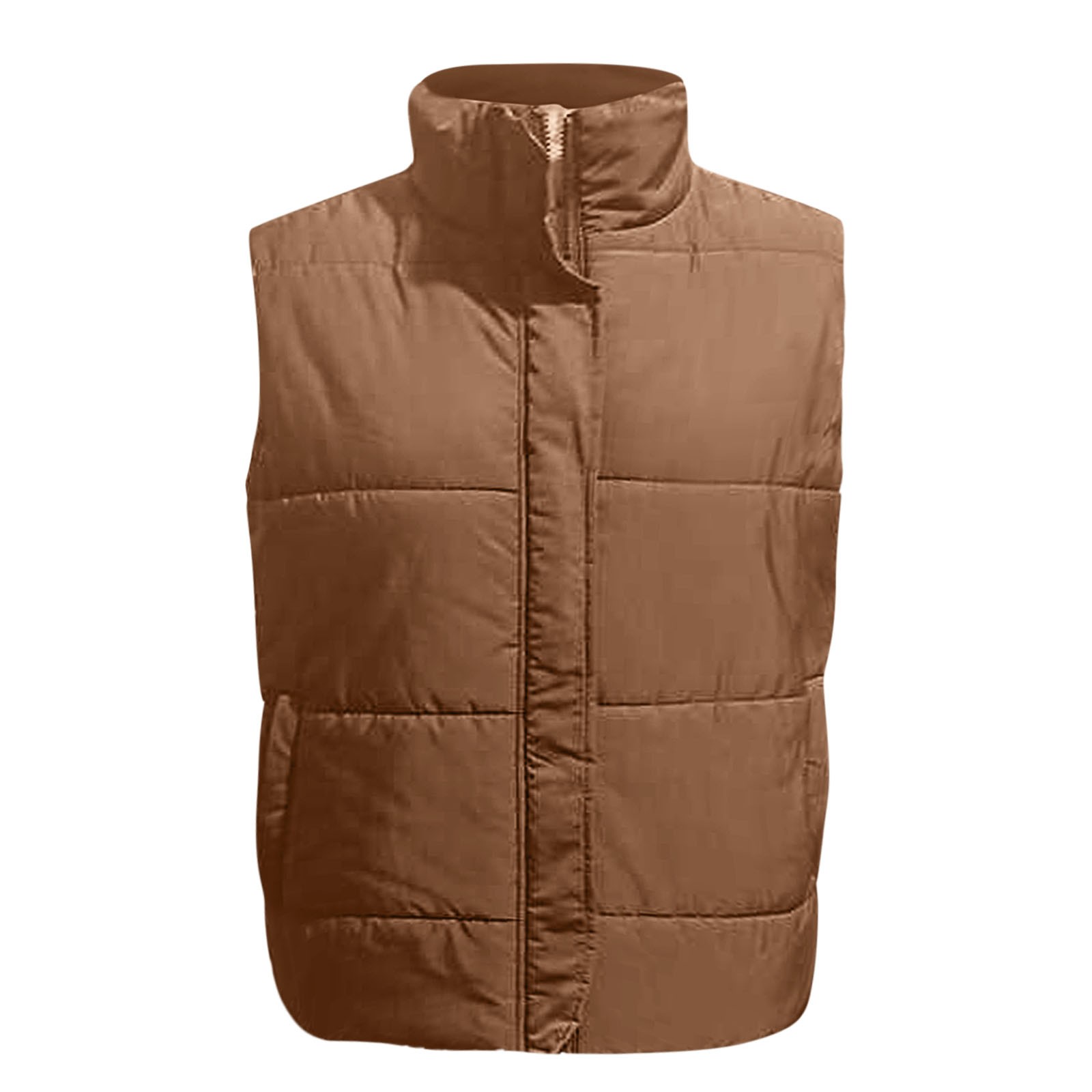 Women Vest Casual Stand Collar Sleeveless Jacket Warm Winter Reversible Zip Up Outerwear With Pockets Plaid Jacket for Women Insulated Coat Running Vest Women Lighting Weight Vests Ladies Casual Vests