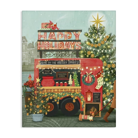 Stupell Industries Christmas Beverage Truck Holiday Painting Gallery Wrapped Canvas Art Prints Wall Art, 16 x 20