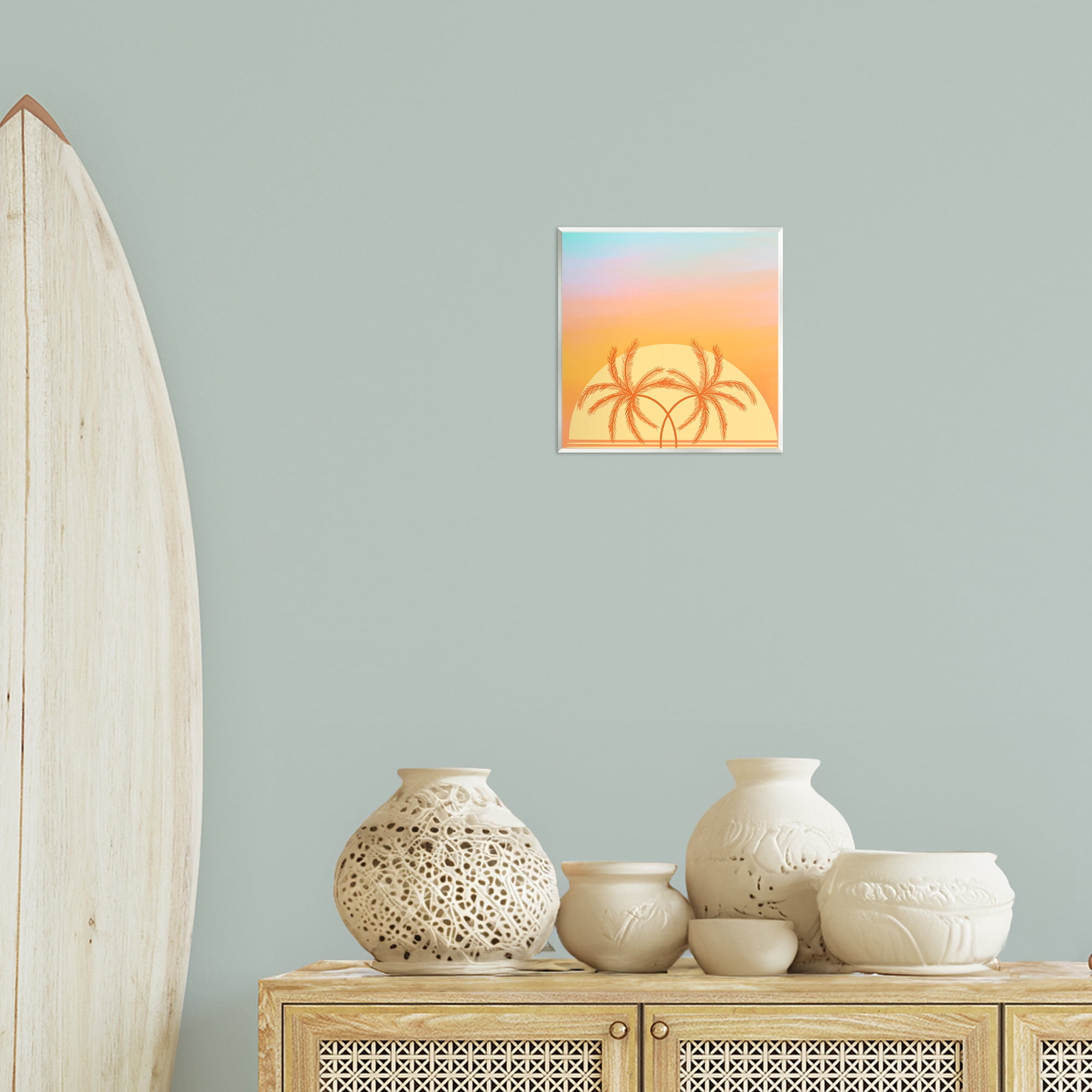 Stupell Industries Retro Sunset Palm Trees Plants & Flowers Painting Unframed Art Print Wall Art, 12 x 12