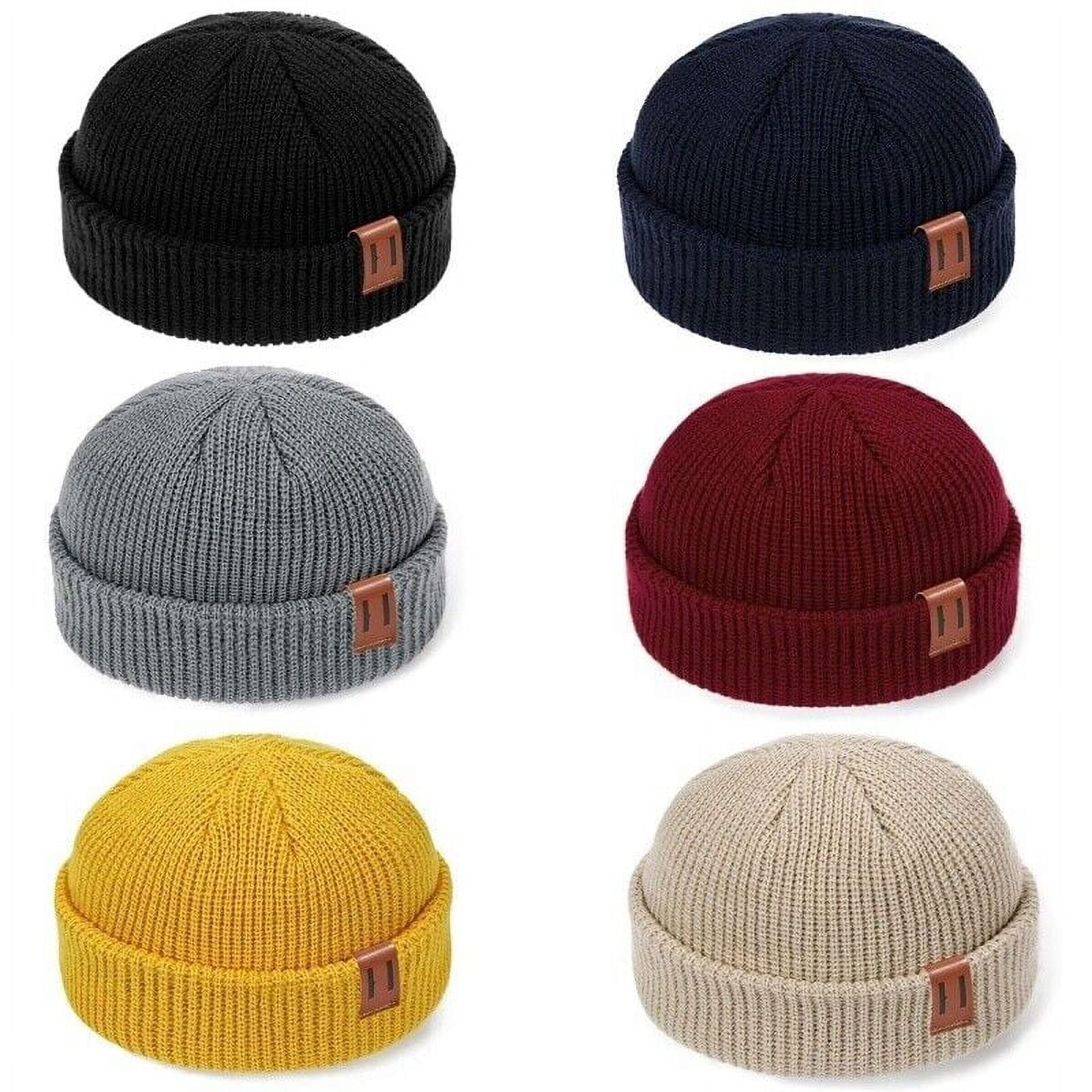 Warm Men Mini Fisherman Beanie Hat Knitted Ribbed Docker Skull Cap