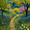 Floral Landscape, variant on Vibrant Floral Landscape Path Canvas Print, Wall Decor for Living Room Bedroom Office Hallway Dining Room Home
