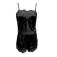 thumbnail image 3 of iHPH7 Pj Sets for Woman Satin Pajamas Set Sleepwear Womens Lace Cami Shorts Set Nightwear 2 Piece Lounge Set Women Black L, 3 of 4