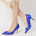 thumbnail image 2 of Women Pointed Toe High Heels Stiletto 8.5CM Rhinestones Bow Pump Party Dress Wedding Shoes, 2 of 6