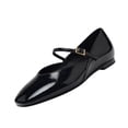 thumbnail image 2 of IEMIEMIEM Women's Ballet Flats Patent Leather Elegant Comfortable Round Toe Slip On Adjustable Buckle Strap Flat Non-Slip Mary Jane Shoes Suitable for Dancing Walking Party Black 5.5 Wide, 2 of 5