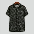 thumbnail image 3 of INCERUN Men's Sexy Black Lace See-through Tops Breathable Short-sleeved Tee Shirts, 3 of 7