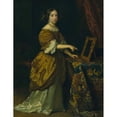 thumbnail image 2 of Caspar Netscher 12x14 Gold Ornate Wood Frame and Double Matted Museum Art Print Titled - Girl Standing Before a Mirror (1668), 2 of 4
