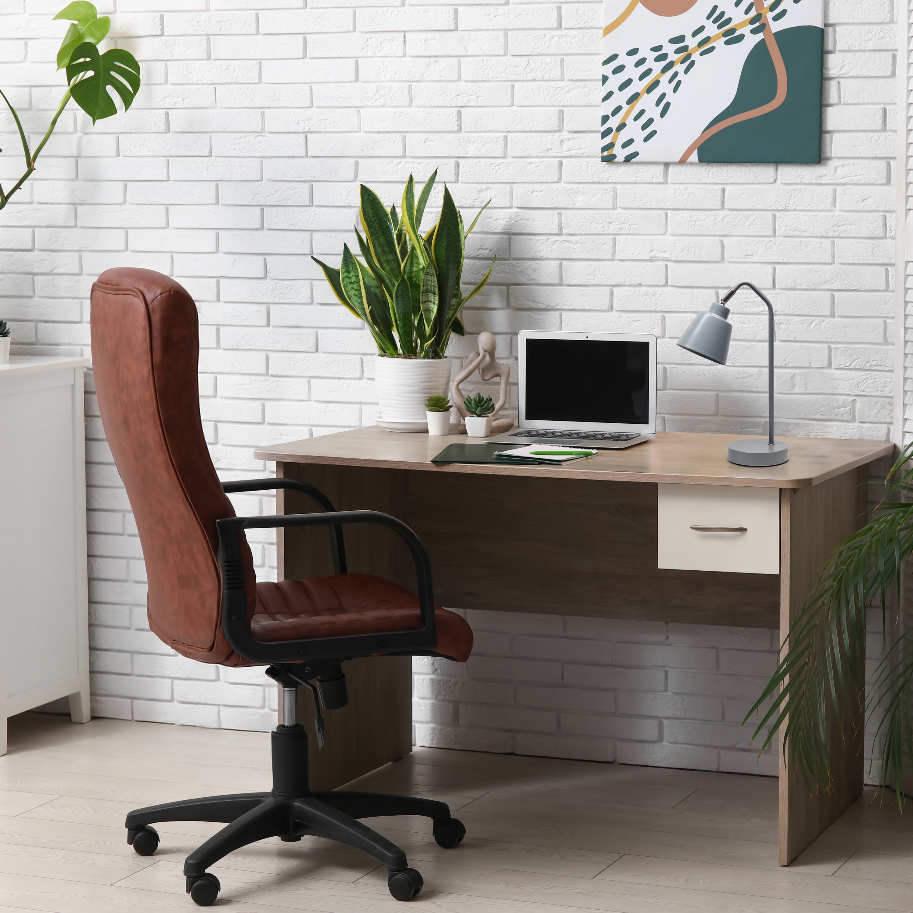 Mod Lighting and Decor Angled Arm Desk Lamp with Adjustable Cone Shade - 16" - Gray