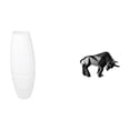 thumbnail image 1 of Lámpara de pie con pantalla, escultura abstracta de toro de resina, figura de papel, jaula protectora para bombilla, ideal para dormitorio, entrada, m, 1 of 8