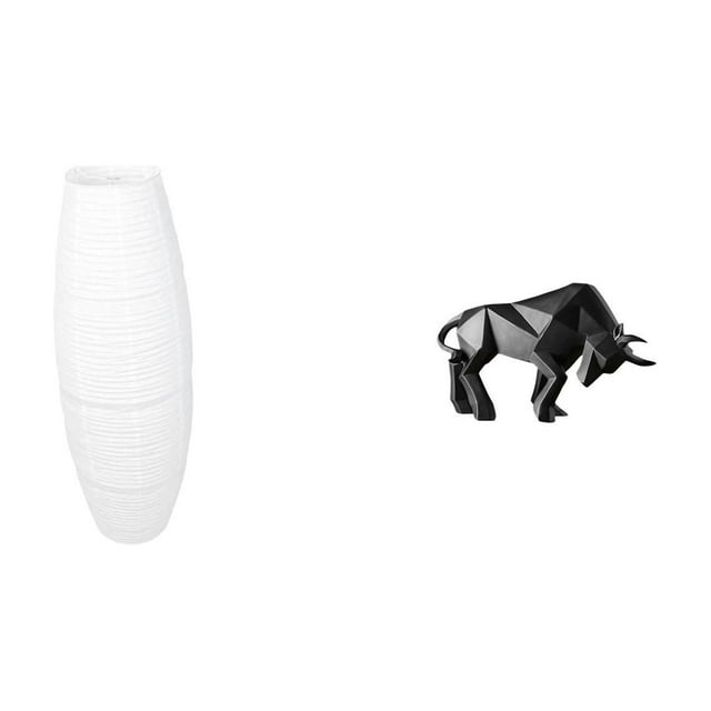 Lámpara de pie con pantalla, escultura abstracta de toro de resina, figura de papel, jaula protectora para bombilla, ideal para dormitorio, entrada, m