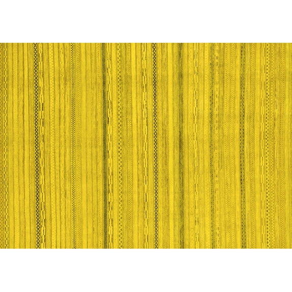 Ahgly Company Machine Washable Indoor Rectangle Oriental Yellow Modern Area Rugs, 4' x 6'