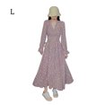 thumbnail image 1 of Vestido floral Mujer Cuello en V Manga larga Cintura alta Vestido casual de gasa, L Methold AP001427-02, 1 of 7