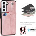 thumbnail image 6 of Design for Samsung Galaxy S22 5G Phone Case with Screen Protector Adjustable Wrist Strap Kickstand Credit Card Slot Slim Shockproof Hybrid Rugged Protective Cover for Women 6.1 inch Rose Gold, 6 of 14