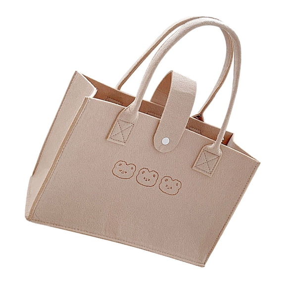 LOLIPPYY Large Capacity Khaki Felt Storage Tote Bag Portable Multi Use School and Camping Bag