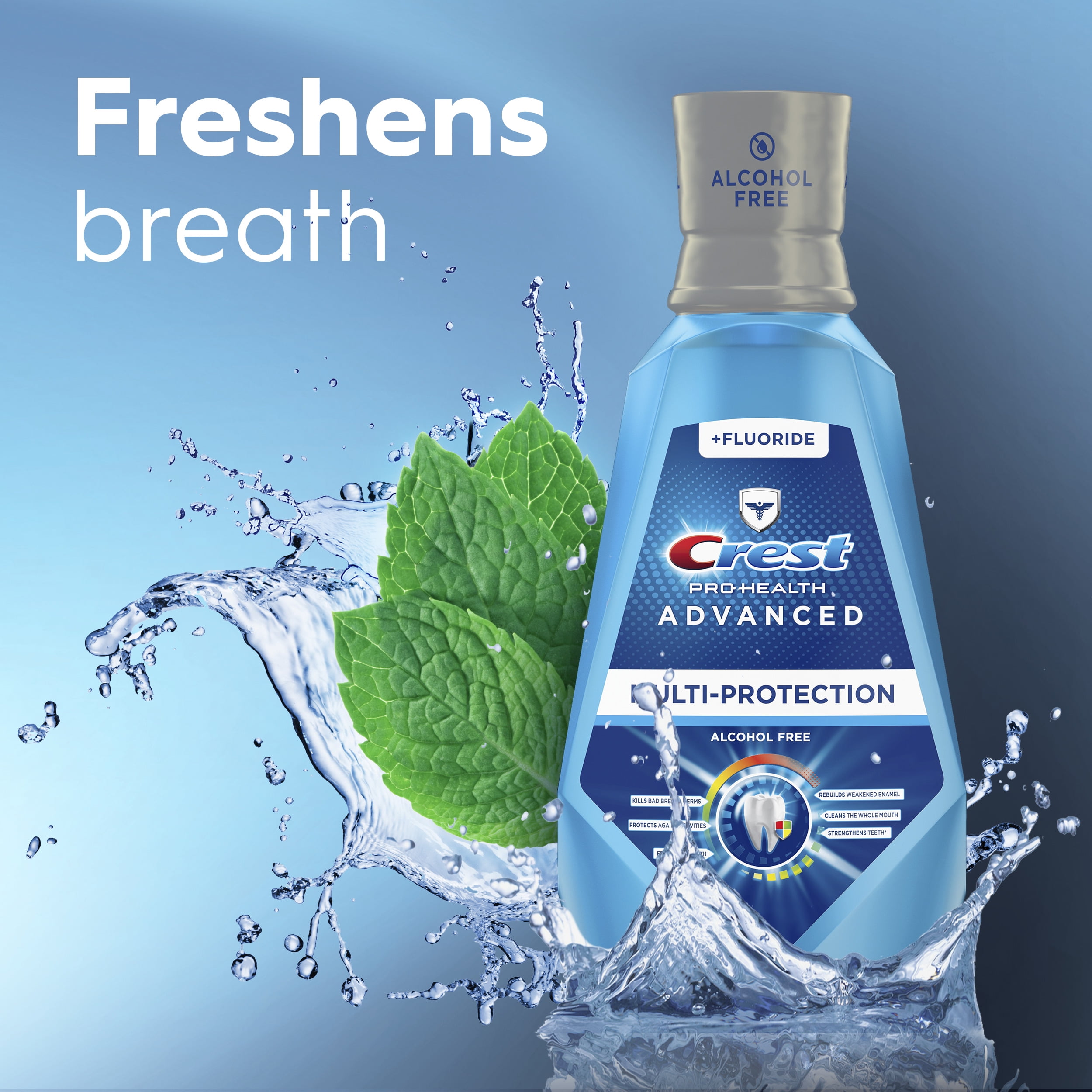 (6 pack) Crest Pro-Health Advanced Multi-Protection Alcohol Free Mouthwash, Fresh Mint, 1 L