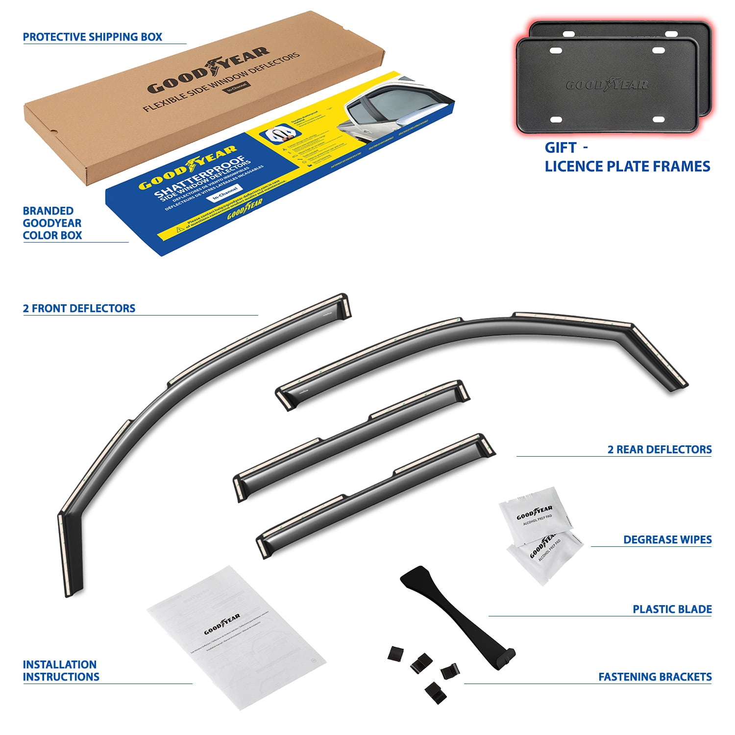 Goodyear Shatterproof in-Channel Window Deflectors for Ford Maverick 2022-2026, Rain Guards, Window Visors for Cars, Vent Deflector, Car Accessories, 4 pcs - GY007982