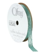 Offray Ribbon, Aqua Blue 3/8 inch Galena Metallic Ribbon, 9 feet