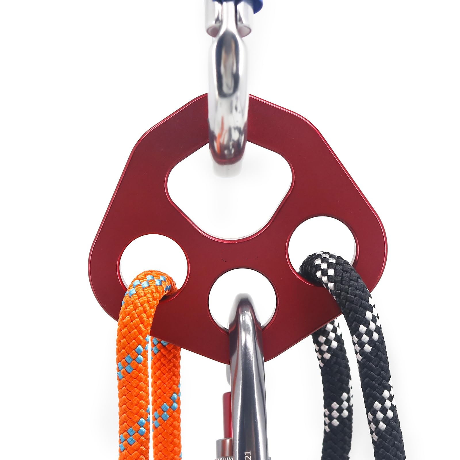 Red Descender Plate Paw Rigging Plate 4 Holes Rock Climbing Gear, 30KN Bear Paw Rigging Plate