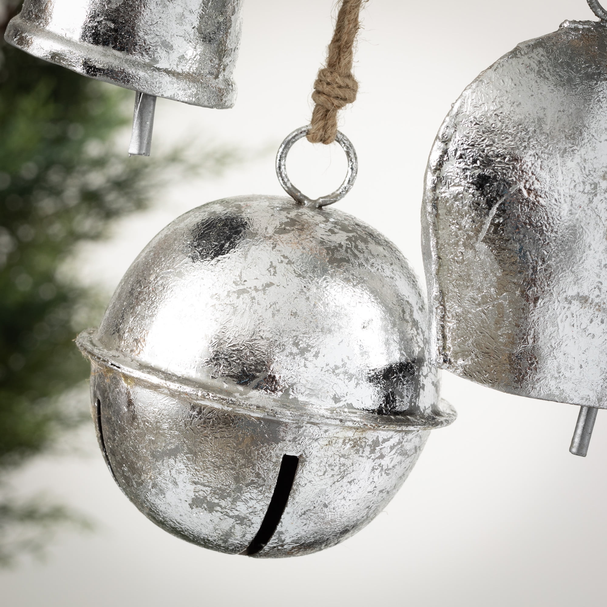 Silver Bells Ornament Silver 5"H Metal Set of 3