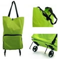 thumbnail image 3 of Monyance shopping cart with wheels Foldable Shopping Trolley Bag with Wheels Oxford Fabric Reusable Trolley Portable Travel Shopping Cart (Green)(11.02X7.48X1.77Inches), 3 of 10