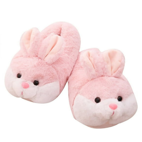 HeroNeo Pink Rabbit Plush Slippers | Bunny Plush Home Shoes | Fluffy Girls Slippers