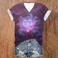 thumbnail image 4 of FDGIU Halloween Shirts for Women Women's Fashion Casual Comfortable Printed Short Sleeved V-Neck T-Shirt Blouse Spooky Season Graphic, 4 of 5