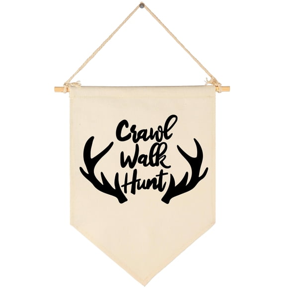Banner GEANHIL Crawl Walk Hunt, lienzo de algodón, 40 x 28 cm