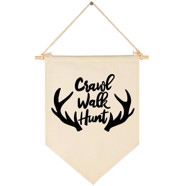Banner GEANHIL Crawl Walk Hunt, lienzo de algodón, 40 x 28 cm
