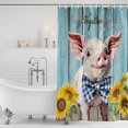 thumbnail image 3 of Cute Pig Shower Curtain, Waterproof Shower Curtains for Bathroom, Yellow Sunflowers Blue Wooden Vintage Art Washable Fabric Bathtub Curtain Set Bath Decor with 12 Hooks Stall 36"x72", 3 of 8