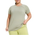 thumbnail image 1 of Haut d'Entraînement à Manches Courtes pour Femmes, T-Shirt de Protection Solaire Grande Taille, Coupe Ample, Mélange Polyester Spandex Respirant, Col Rond, Chemise d'Été Décontractée, 1 of 7