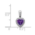 thumbnail image 3 of 925 Sterling Silver Polished Prong set Diamond Amethyst Pendant Necklace 15x7mm Wide Pendant for Women, 3 of 4