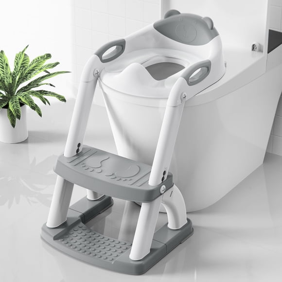 Inodoro para ir al baño SKYROKU con forma de sector, color gris esmaltado