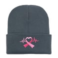 thumbnail image 2 of Summer Sales Under $5 Light Ashy Knit Winter Beanies GIJNRIUIUA Breast Cancer Awareness Ribbon Embroidered Long Beanie Hijab Cap, 2 of 3